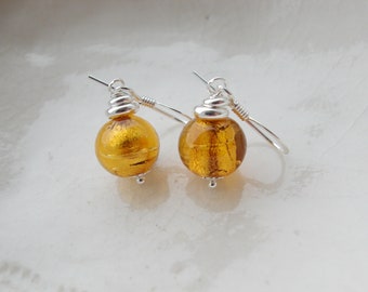 Tiny Murano Glass Earrings, 6mm Round Glass Earrings