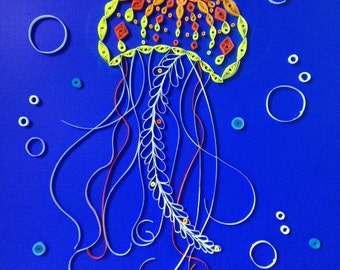 Handmade Quilled Paper Jellyfish art