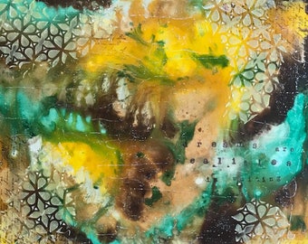 11 X 14 inch Abstract Art on Gessobord, "Dreams are Realities in Waiting"