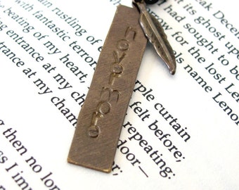 Edgar Allan Poe jewelry, The Raven necklace NEVERMORE unusual literary literature jewelry