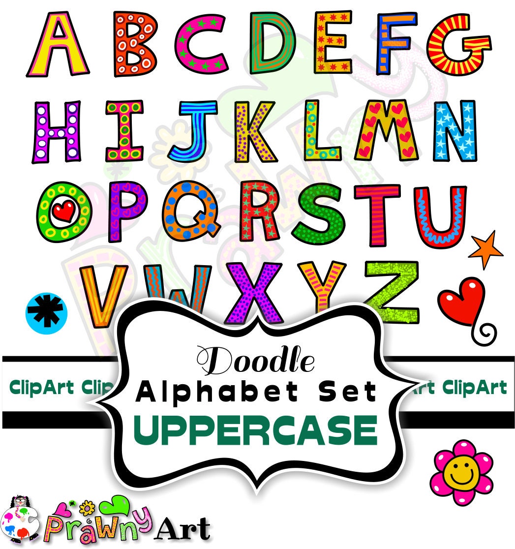 Download Doodle Alphabet Text Commercial Use ClipArt Set Cartoons