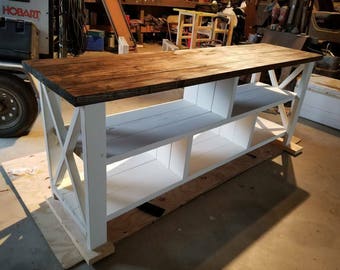 Farmhouse Entertainment Center - Open Shelving -X Degisn TV Stand- Rustic TV Stand-TV Entertaiment Stand