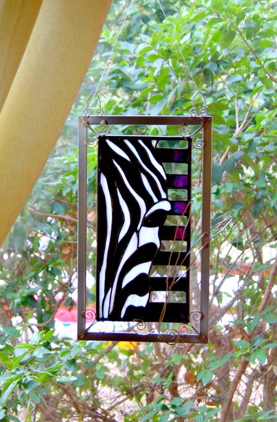 Stained Glass Zebra Animal Art Wall Sculpture Africa Wildlife