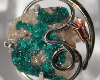 Dioptase Ring, 10 size, FREE SHIPPING