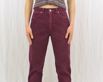 Vintage Magenta Corduroy Pants, Size Small, 90's Clothing, Grunge, Hipster, Tumblr Clothing