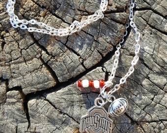 Ohio state buckeyes charm necklace