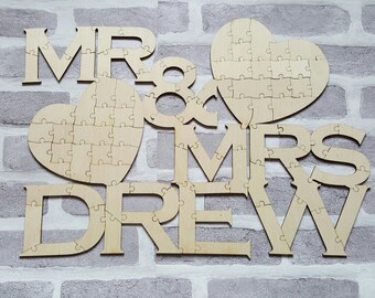 Personalized Puzzle Guestbook, Mr & Mrs Guestbook, Jigsaw Puzzle Wedding Guest Book, Wedding Guest Book Alternative, Personalised Guest