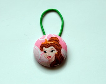 Belle Fabric Covered Giant Button Ponytail Holder