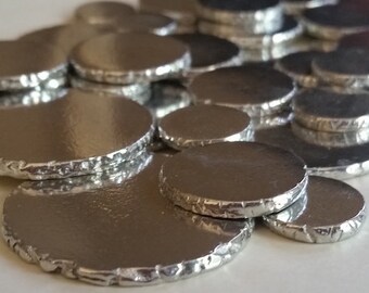 Hand Casted Pewter Coins - Qty 5, stamping blanks, rustic disc, disk, Bopper, stamping supplies, hand stamping
