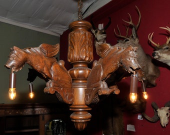 Antique French Chandelier with Five Large Carved Griffins #6122