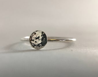 Full Moon Ring. Moon Phase Ring. Astronomy Ring. Planet Ring. Full Moon Jewelry. Pinky Ring. Silver Ring Hand Hammered. Dainty Stackable
