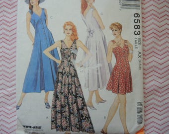 Vintage 1990s sewing pattern McCalls 6583 Misses jumpsuit romper and dress UNCUT size 4-6-8