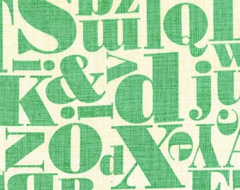 Just My Type by Patty Young for Michael Miller - Letterpress Font - Mint Green - FQ Fat Quarter yard cotton quilt fabric 516
