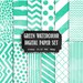 Watercolor Digital Paper Set in Green + White - Modern Digital Paper - Scrapbooking Paper - Watercolor Digital Paper - INSTANT DOWNLOAD