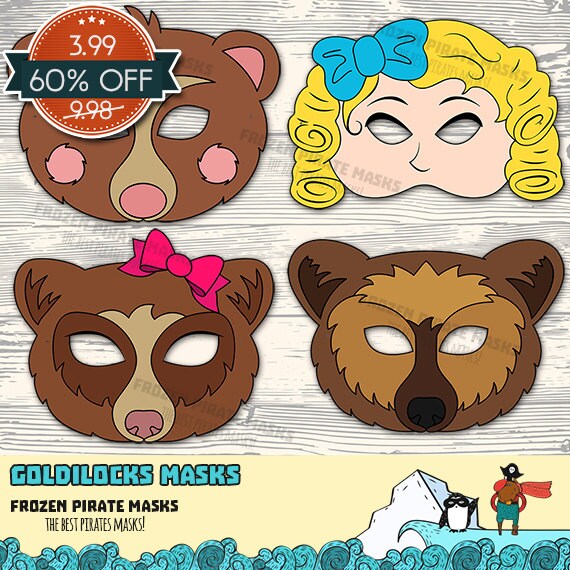 60% OFF SALE Goldilocks and the Three Bears Printable Masks