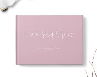 Pink Baby Shower Guest Book, Landscape, Guest book, gb0126
