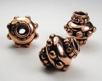 Incredible Genuine Copper Beads 15mm Focal Beads Large Hole Beads 3 pcs. GC-355