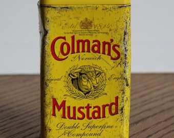 Vintage Tin ~ Colman's English Mustard Tin ~ Kitchen Decor ~ Shabby Chic