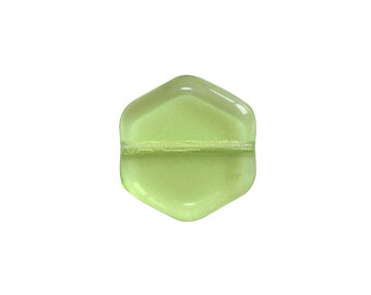 10 pearls Vintage glass Hexagon 16 x 15mm - Peridot