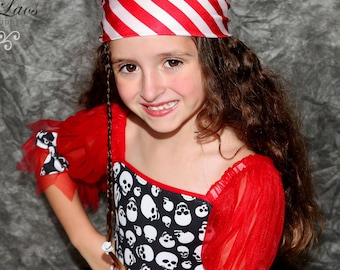 Red and white striped pirate headscarf