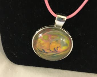 Handmade abstract pendant with necklace. Can also be made to order using your color choices,