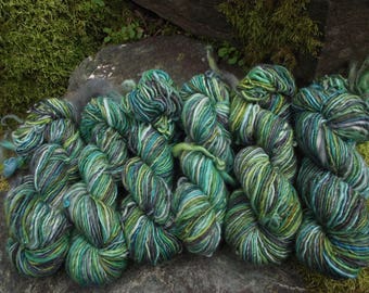 Handpainted wool yarn, handspun yarn, BFL wool worsted yarn, Harry Potter yarn-Gillyweed