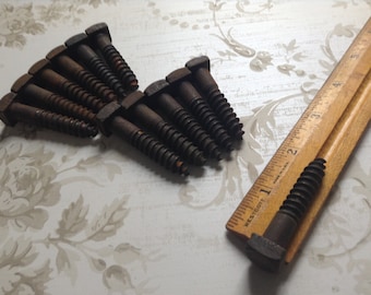 12 Vintage Lag Screws, 2" Industrial Lag Bolts, Rusty Bolts, Steampunk, Assemblage, Woodworking Supply, Salvaged Hardware, Rustic Bolts