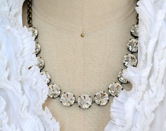 Swarovski Crystal Necklace, 14mm Rivoli Necklace, Bridesmaid Necklace, Statement Necklace, Rivoli Necklace, Bridal Necklace