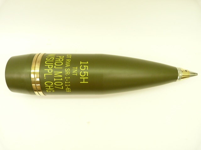 inert empty US 155mm M107 High Explosive Howitzer Projectile