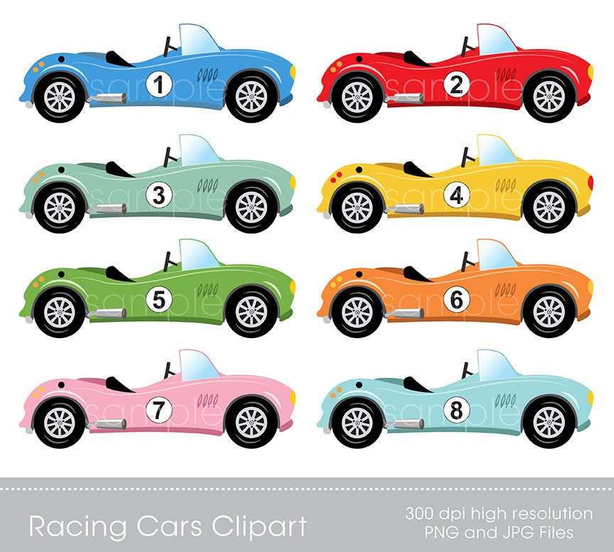 Digital Clipart Race Cars Clip art for Scrapbooking