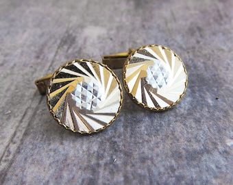 Vintage cuff link Gold cufflink Geometric cufflinks Mens accessory Vintage cufflink Old cufflinks Groomsmen cuff link Retro wedding cufflink