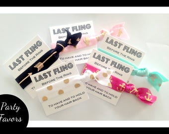Last Fling Before The Ring Hair Tie Favours | Bachelorette Party | Bridesmaid Gift + Favors | FOE | Fold Over Elastics | Hen Party Gift