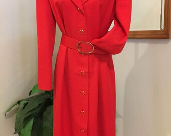 David Hayes classic red coat dress