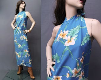 Vintage 70s Hilo Hatties Dress • Hawaiian dress • Sarong Dresses • wrap dress • Hawaii vacation• Maxi Dress • 1970s • Beach sarong wrap