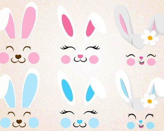 Bunny Faces SVG,PNG,eps/Easter Bunny SVG/Easter svg/easter clipart/decal/printable/cut/silhouette/cricut/boy girl bunny