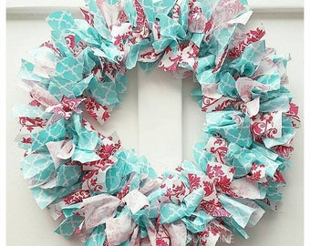 READY TO SHIP Pink and aqua wreath