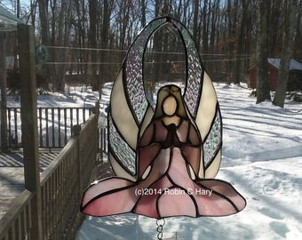 Angel stained glass wind chime