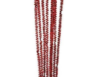 25, 6mm, Red Tinsel Stems, Pipe Cleaners, 12" Long