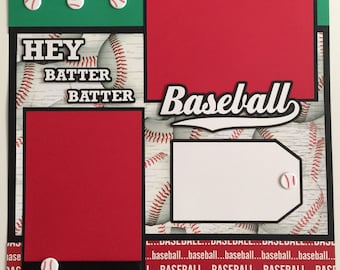 Premade 12"x12" BASEBALL Scrapbook Layout, Baseball, Sports