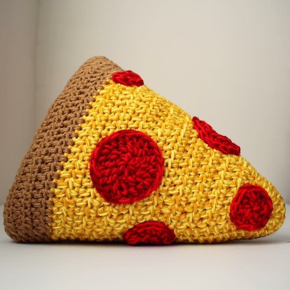 Crochet Pizza Throw Pillow