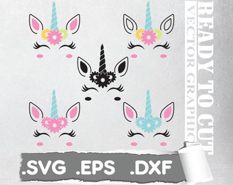 Unicorn svg unicorn eyelashes unicorn birthday svg Magical unicorn svg unicorn face svg Cricut, Silhouette Cut File SVG DXF EPS