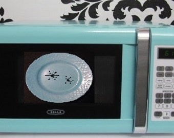 Aqua Sky Microwave Oven , Aqua Sky Bella Microwave Oven 700 Watts , Aqua Sky Kitchen Aid, Vintage Aqua Sky Small Plate Retro Starburst
