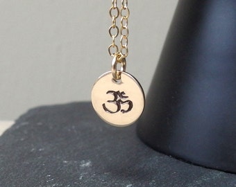Om necklace, Ohm necklace, Om gold necklace, Spiritual jewelry, Yoga jewelry,