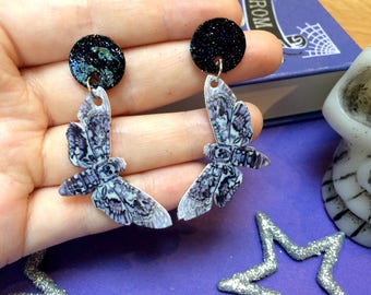 Death's Head Moth - Dangle Earrings - Insects