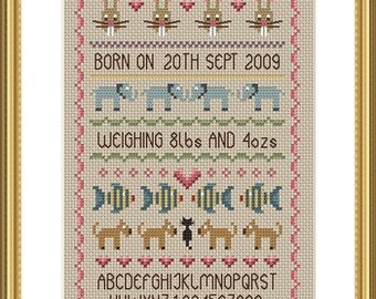 Baby Girl Birth Sampler Cross Stitch FULL KIT