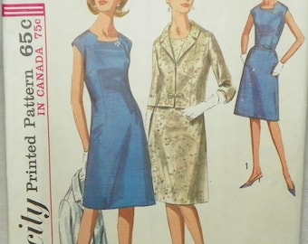 Simplicity Sewing Dress Pattern 1965 Retro Mod Pattern #6245 Half Size Bust 37 Size 16 1/2