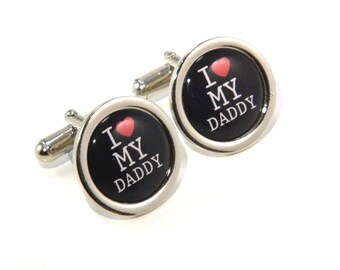 I Love My Daddy Cufflinks - Fathers Day, Birthday Christmas Gift for Dad