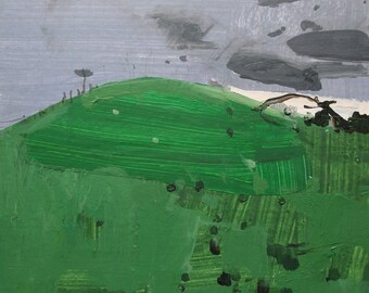 Woodlot Hill, Original Spring Landscape Collage Painting on Panel, Ready to Hang, Stooshinoff