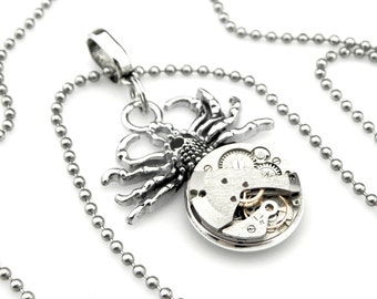 Steampunk Arachnid Pendant - Goth Tarantula Necklace - Halloween Spider Pendant - clockwork spider pendant - Steampunk gift idea
