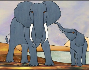 Elephants Stained Glass PATTERN